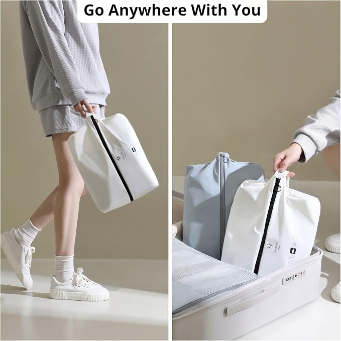 tianzong Double-Layer Fabric Wide-Opening Waterproof Travel Shoe Bag with Comfortable Handle (T400+TPU, Black) - Image 7