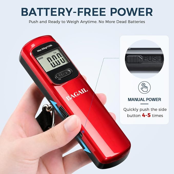 BAGAIL Digital Luggage Scale, 110lbs Hanging Baggage Scale with Backlit LCD Display, Portable Suitcase Weighing Scale, Travel Luggage Weight Scale with Hook, Strong Straps for Travelers - Image 3