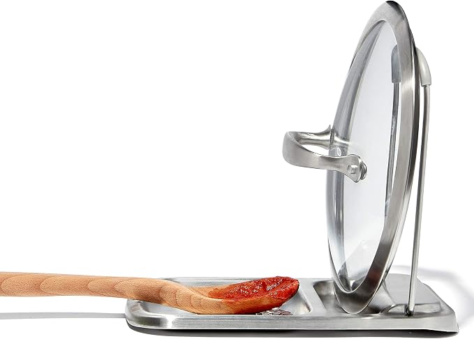 OXO Good Grips Stainless Steel Spoon Rest with Lid Holder | Holds Multiple Utensils & Pot Lids While Cooking, Folds Flat for Storage, Ideal for Stovetop and Countertop Organization - Image 12