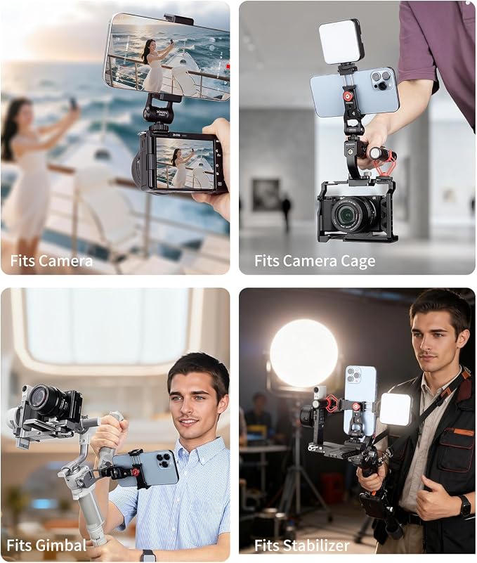 Metal Phone Tripod Mount Adapter, Smartphone Holder Clamp Support Stand with Cold Shoe, Compatible with iPhone, Samsung on Tripod, Camera, Gimbal, Selfie Stick for Live Streaming, Video Shooting - Image 7