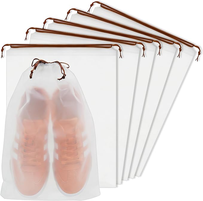 KLASIT Shoe Bags for Travel,15.7 x 11.8 inches,5pack | Large Waterproof Portable Drawstring Clear Shoe Bags,Travel Essentials for Men and Women by klasit