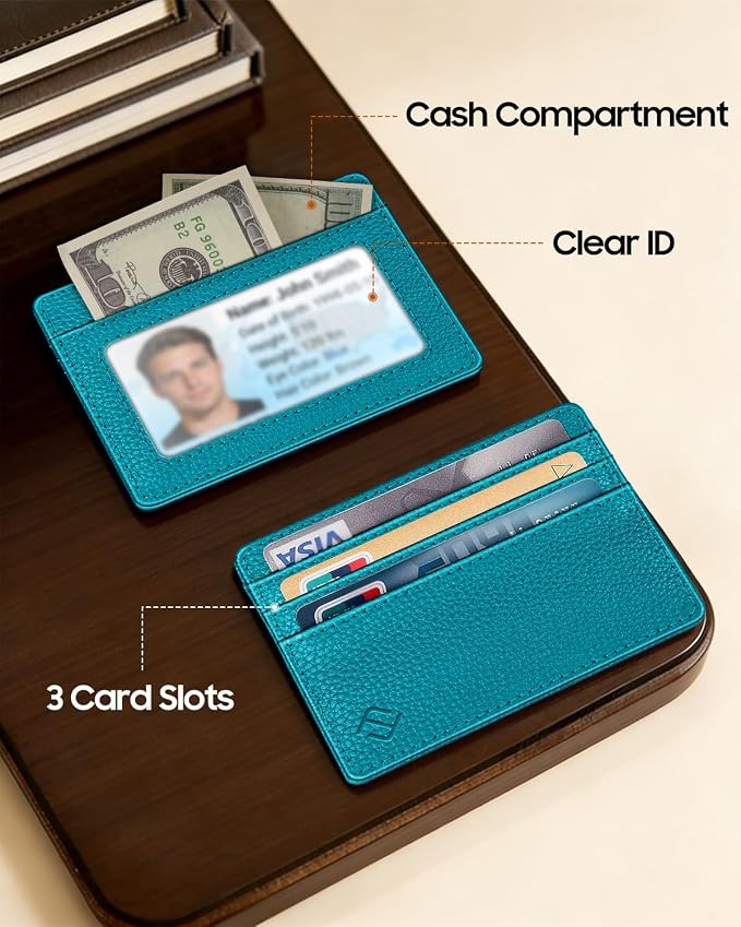 FINTIE Slim Minimalist Front Pocket Wallet RFID Blocking Credit Card Holder | Card Cases with ID Window for Men Women, Legacy Teal - Image 2