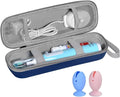 Travel Case for Oral-B/Oral-B Pro/Phlips Sonicare Electric Toothbrush with 2pcs Toothbrush Heads Cover Cap, Portable Hard Protective Storage Bag with Accessories Storage (Blue) by TUNYINSH