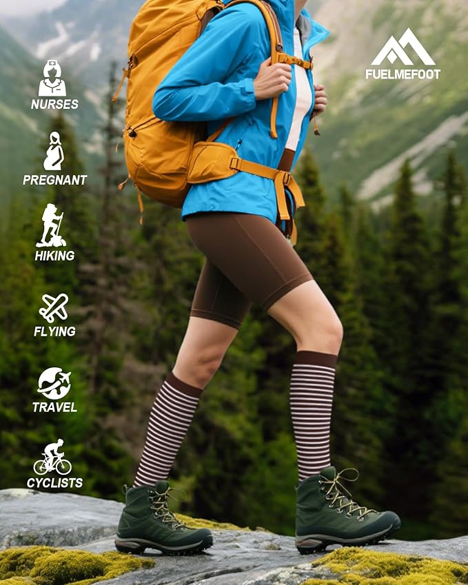 6 Pairs Compression Socks for Women & Men 15-20mmHg Knee High Socks | Graduated Compression Socks Supports Circulation, Ideal for Nurses Pregnancy, Travel, Flying, Running & Daily Wear - Image 7