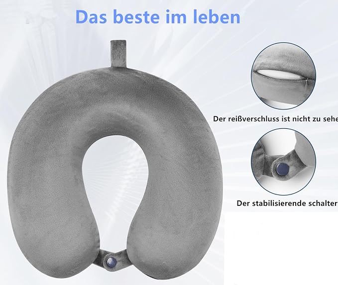 GDEOUP Travel Pillow 100% Pure Comfortable U Shape Memory Foam Pillows Neck and Head Support Portable Travel Neck Pillow Suitable for Planes Airplane for Traveling,Train,Self-Drivingng Car,(Grey) - Image 5
