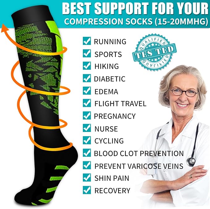 Copper Compression Socks for Women & Men (6 pairs) - Best Support for Nurses, Running, Hiking, Recovery - Image 5