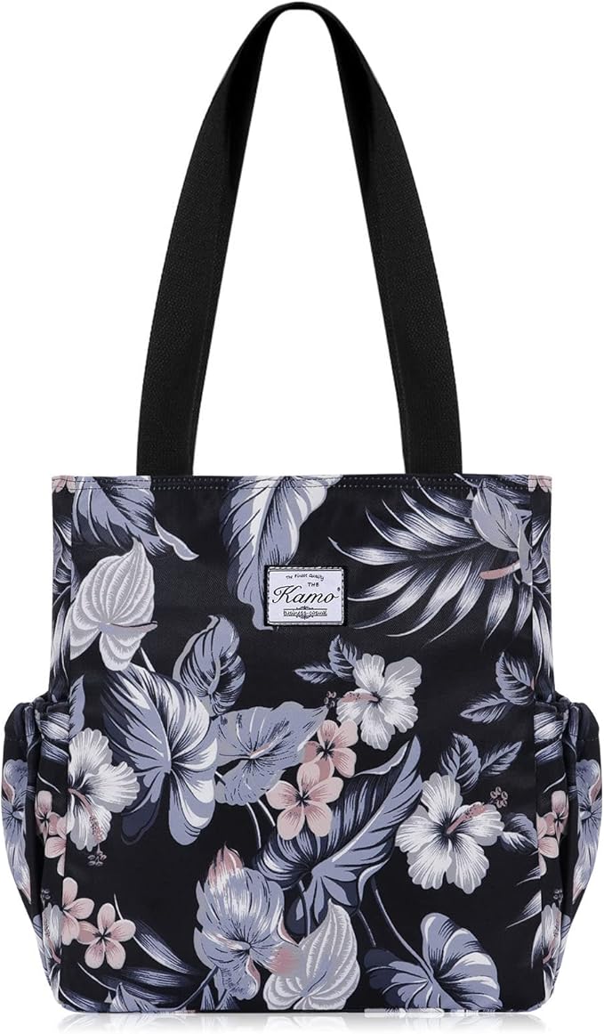 KAMO Floral Tote Bag - Waterproof Lightweight Handbags Travel Shoulder Bag for Hiking Yoga Gym Swimming Travel Beach by KAMO