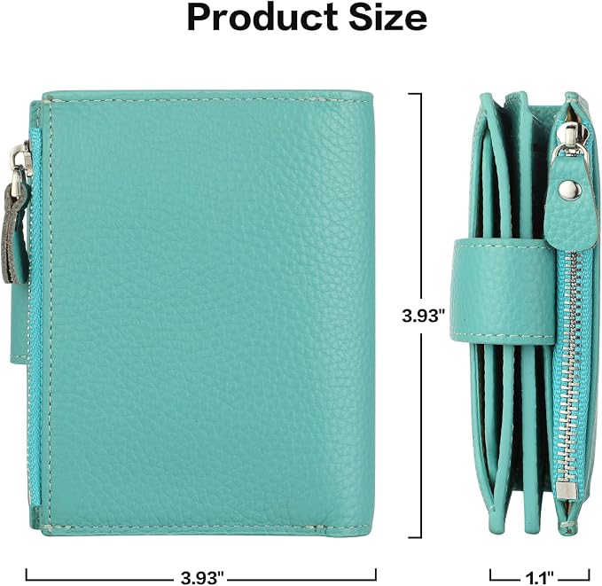 Small Compact Women Wallet RFID Blocking Genuine Leather Bifold Purse with ID Windows - Image 5