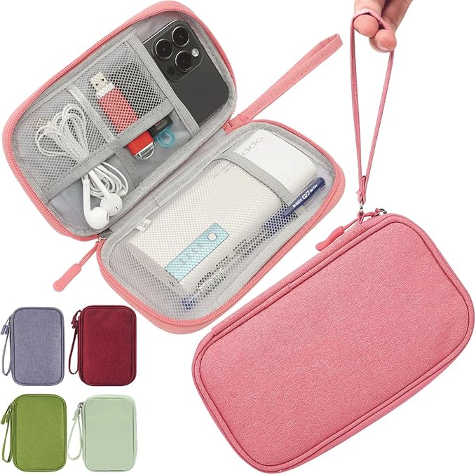 CAAORDKSO Electronic Organizer Travel Cable Accessories Bag, Electronic Organizer Case, Electronic Accessories Organizer Pouch Bag for Cable, Cord, Charger, Phone, Power Bank, Earphone (Pink) by Unknown