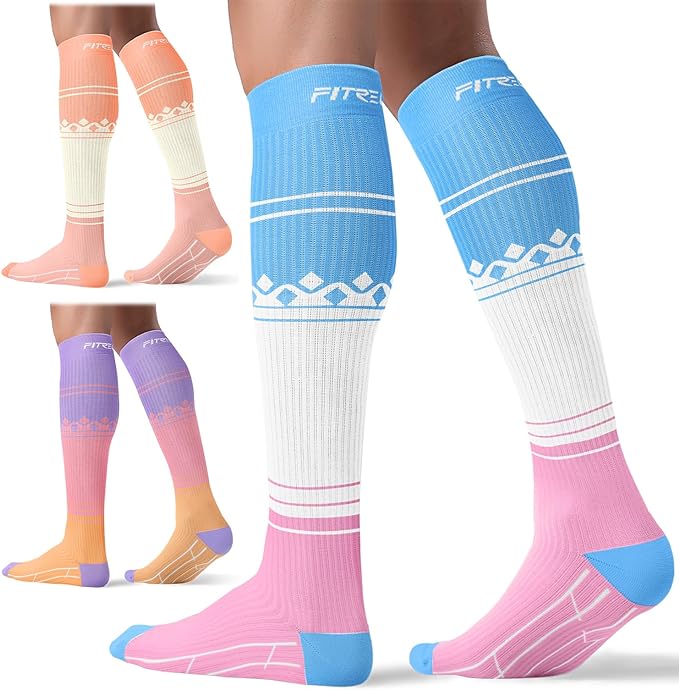 FITRELL 3 Pairs Compression Socks for Women and Men 20-30mmHg-Circulation Support Socks by FITRELL