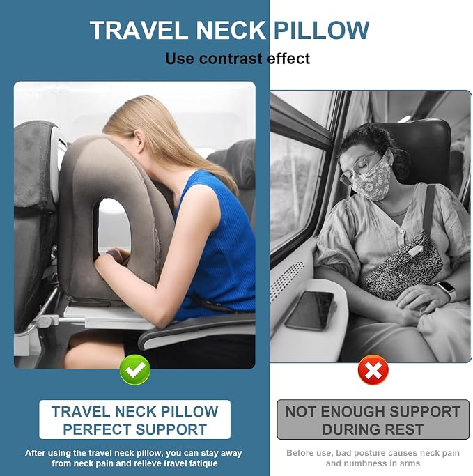 Upgraded Inflatable Travel Air Pillow for Sleeping to Avoid Neck and Shoulder Pain,21" H*12.6" W (Dark Grey, 21 x 12.6 x 12.6 inches) - Image 5