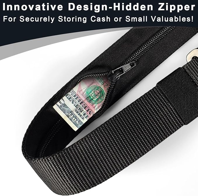 Tactical Belts for Men - Money Belt for Travel for Man Hidden, Belts for Jeans Mens Adjustable edc Belt Mens Belt, Money Belt for Travel for Men Hidden(Black) - Image 2