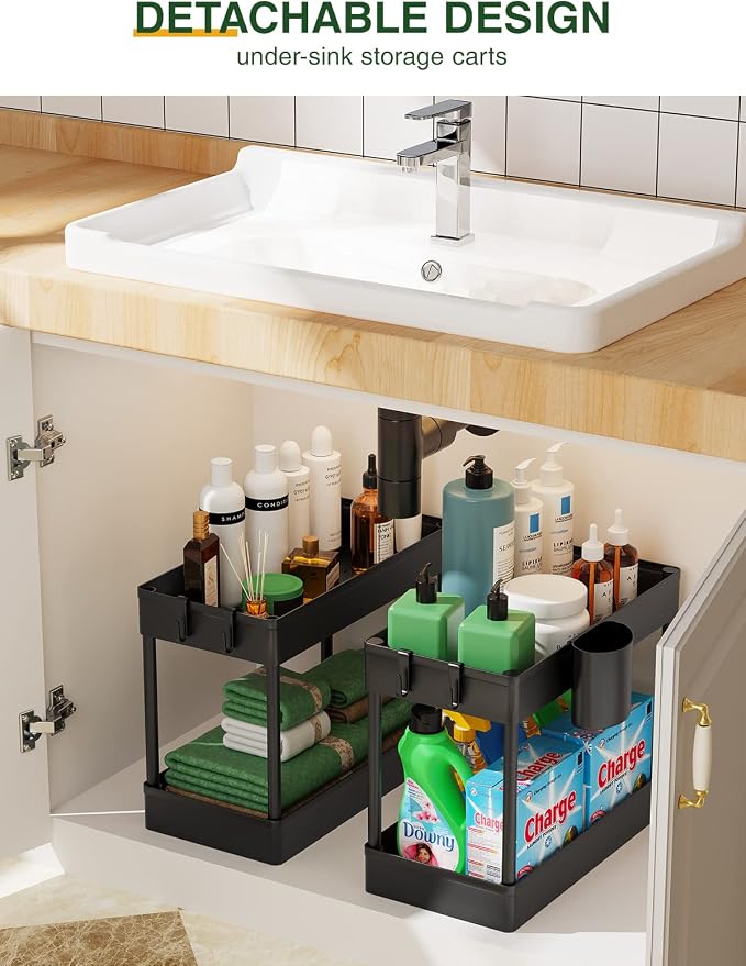 LEHOM Slim Rolling Storage Cart - 4 Tiers Bathroom Organizer Utility Cart | Slide Out Storage Shelves Mobile Shelving Unit for Kitchen, Bedroom, Office, Laundry Room, Small Narrow Spaces (7.1" W+Black) - Image 7
