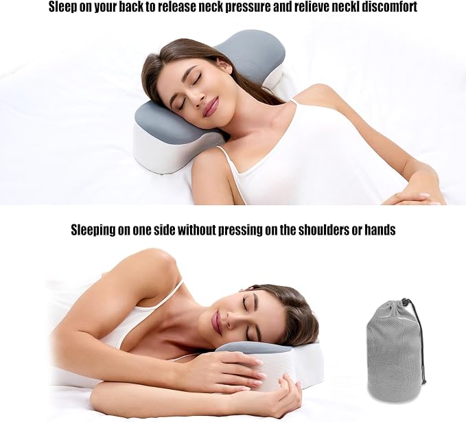 Bespilow Camping Travel Pillow for Sleeping - Memory Foam Cervical Neck Support Pillow for Neck Pain Relief, Inflatable Alternative, Compressible Cooling Orthopedic Pillow for Backpacking, Airplane - Image 4