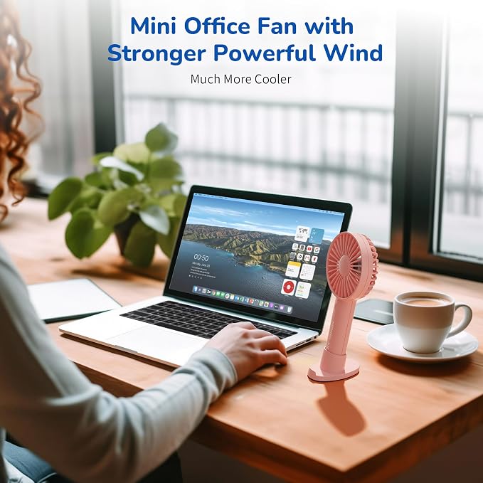 Jancane Handheld Fan, Portable Fan, 4000mAh Rechargeable Personal Fan, 10H Battery, Strong Wind, Small & Powerful, Cute Design for Travel, Makeup, Girls Women Summer Travel Essential Gift - Image 8