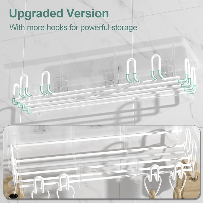 Getsrichfc Shower Caddy Adhesive, Rustproof Shower Shelves for Inside Shower, Large Capacity Bathroom Organizers and Storage, Shower Storage with Removable Hooks, No Drill Bathroom Accessories White - Image 3