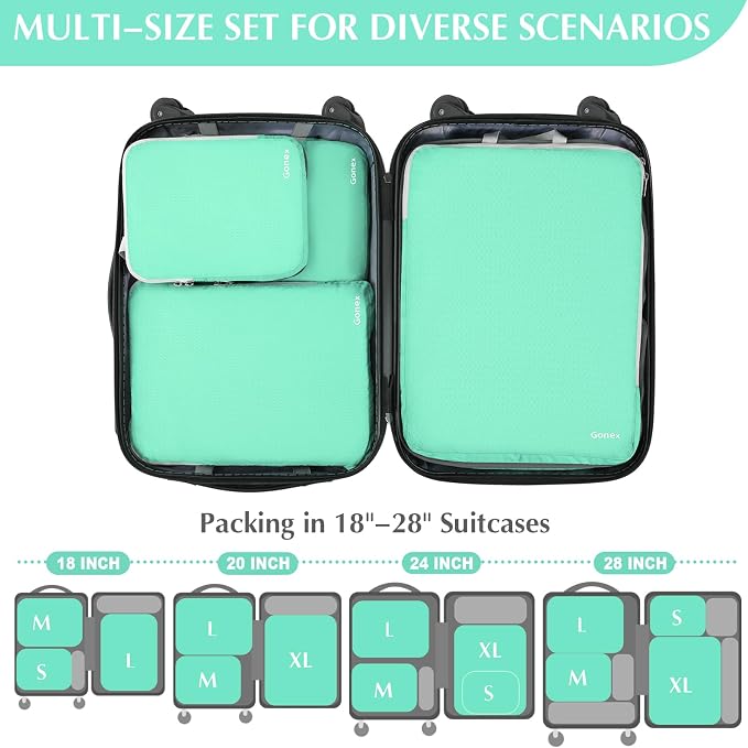 Gonex Compression Packing Cubes, 4-Piece Expandable Travel Organizers | Double-Zip Compression, Space-Saving Design, Ripstop Fabric, Carry-On & Backpack Friendly, Family & Business Travel - Image 5