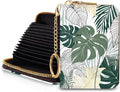 Blusabaca RFID Credit Card Holder Small Women Travel Wallet, Tropical Leaf | Removable Keychain, Case with Zipper, Vegan PU Leather, Cash Coin Pocket, Business Accordion Purse, Ladies Female Gift by Blusabaca