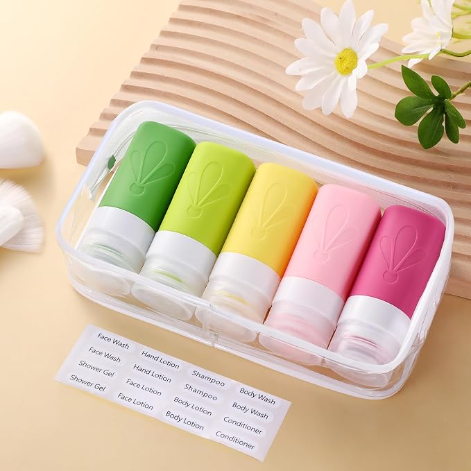 INSFIT Travel Bottles for Toiletries, TSA Approved 2oz Travel Size Toiletries, BPA Free Leak Proof Squeezable Silicone Tubes Travel Essentials for Shampoo Conditioner Lotion Soap - Image 6