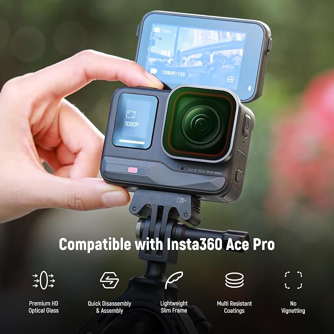 NEEWER ND & CPL Filter Set Compatible with Insta360 Ace Pro, ND16 ND32 ND64 CPL 4 Pack Action Camera Accessories Polarizer Neutral Density Filters with Multi Coated Optical Glass & Slim Aluminum Frame - Image 2