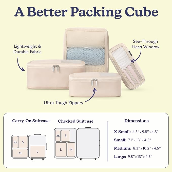 Vandel TSA-Friendly Packing Cubes for Carry On, Mesh Suitcase Organizer Bag | Professional Travel Organizer Bags for Women with Mesh Panel, Small Packing Cubes with Durable Zippers, Luggage Cube Set of 4 - Image 2
