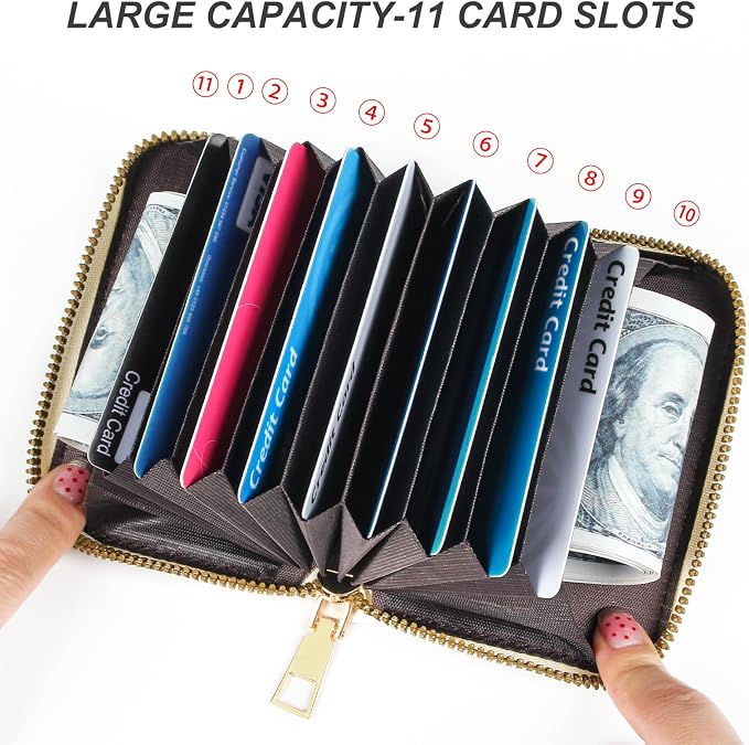 Credit Card Wallet, RFID Card Case Wallet, Zipper Card Cases Holder for Men Women, RFID Blocking, KeyChain Wallet, Compact Size Card Organizer Case for Women - Image 5
