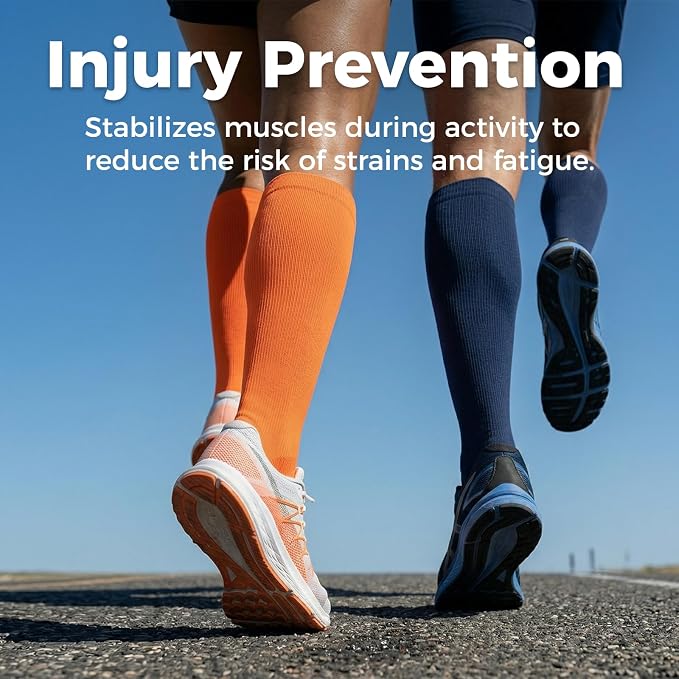 Compression Socks for Women & Men 15-20 mmHg, Knee High, 3 Pairs | Graduated Compression, Supports Circulation, Ideal for Nurses, Pregnancy, Travel, Flights, Running & Athletic Edema - Image 8