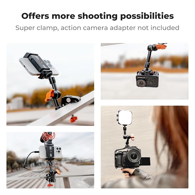 K&F CONCEPT 6" Magic Arm 1/4" Screw Articulating Mini Arm | 360° Ballhead Mount for Monitor, LED Light, Webcam, MS31 - Image 6