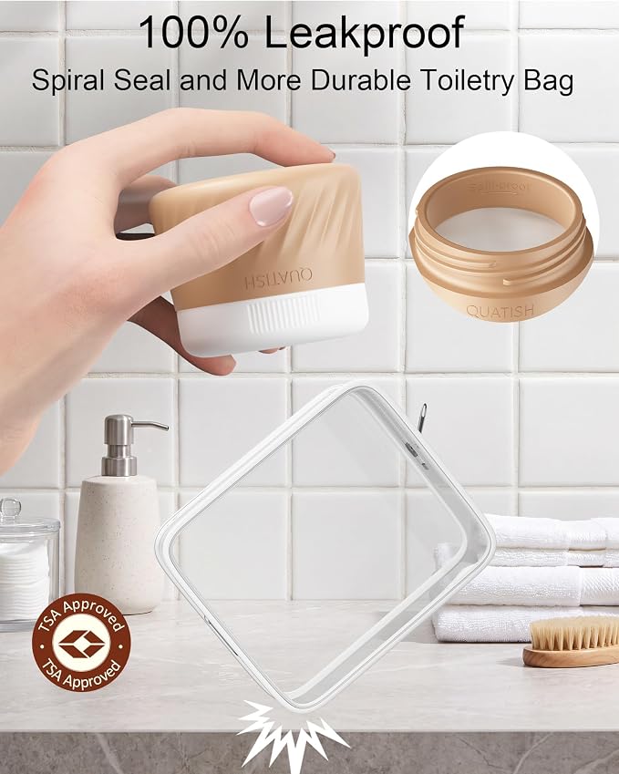 Quatish 6 Pack Travel Size Containers for Toiletries, 3oz, Apricot | Leakproof, TSA Approved Silicone Jars, Easy to Clean, Portable Travel Essentials for Lotion Cosmetics Medicines and Jewelry - Image 2