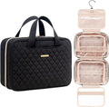 Everfun Travel Toiletry Bag with Hanging Hook and Leakproof Wet/Dry Compartments, Large Capacity Makeup Cosmetic Organizer for Women, 11x7.75x4.5 Inch, Black by EVERFUN