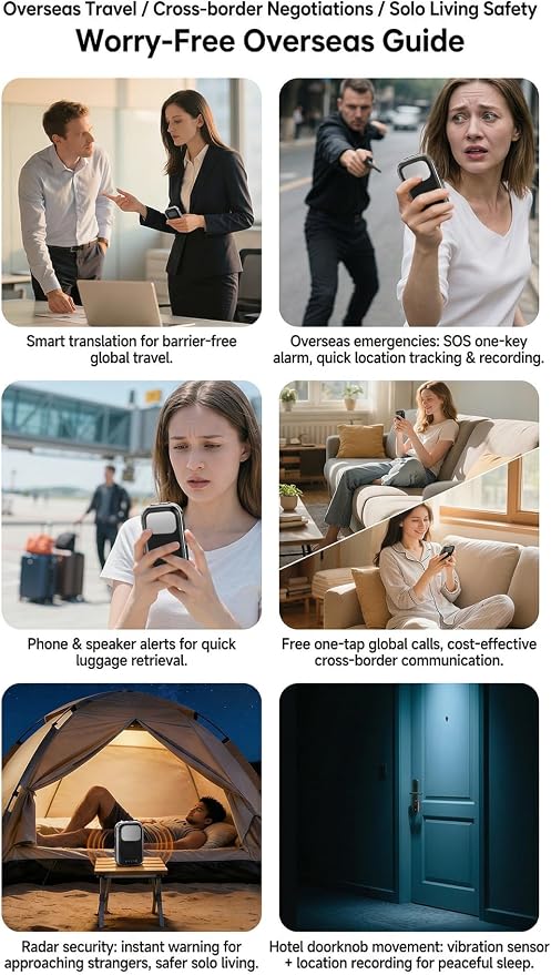 2 in 1 Smart Portable Personal Safety Alarm Mini Bluetooth Speaker with App Notifications, Radar Motion Sensor for Hotel/Travel/Camping Safety, Smart Luggage Anti-Theft Alarm, Emergency SOS Device - Image 4