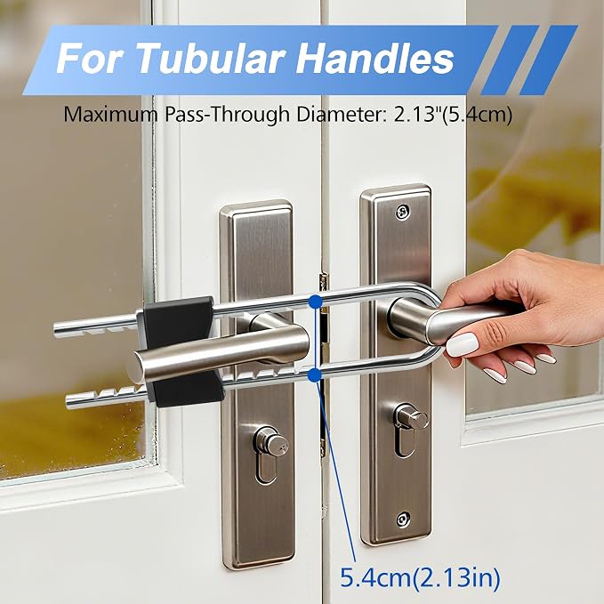 French Door Lock for Double Doors, Adjustable Double Door Lock for Home Security Prevent Kick Ins for Various Knob Width Door Security - Image 3