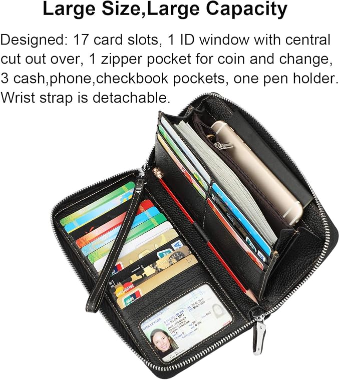 Small Compact Women Wallet RFID Blocking Genuine Leather Bifold Purse with ID Windows - Image 3