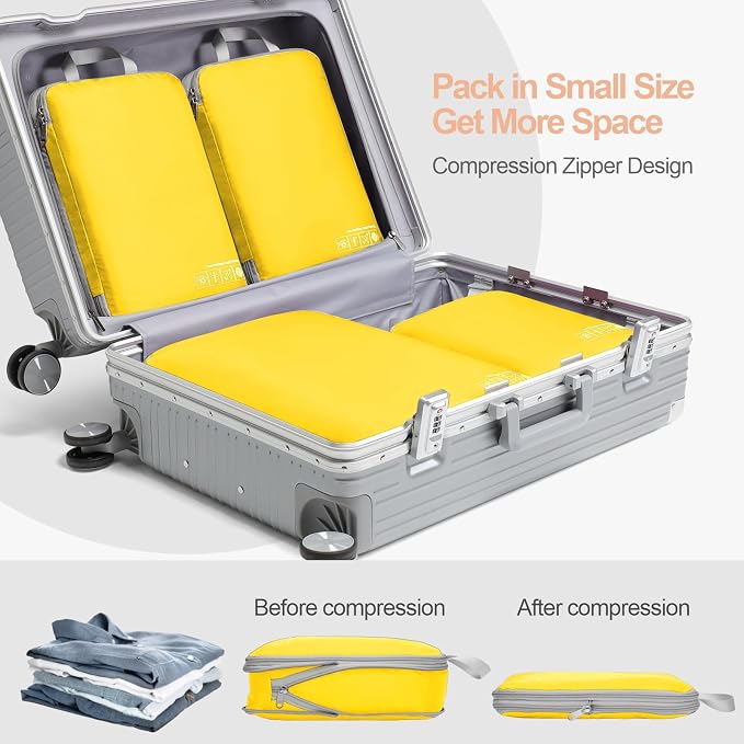 Cambond Compression Packing Cubes for Travel - Luggage Suitcase Organizer | Compression Zip Design for Space-saving, Expandable, Lightweight, Keep Clothes Sorted, Luggage Space Tidy, Carry on Pack Fast - Image 3