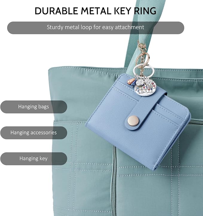 POIUGOYA Slim Wallet for Women,RFID Blocking Bifold Credit Card Holder with Zipper Coin Pocket,ID Window,Keychain - Image 6