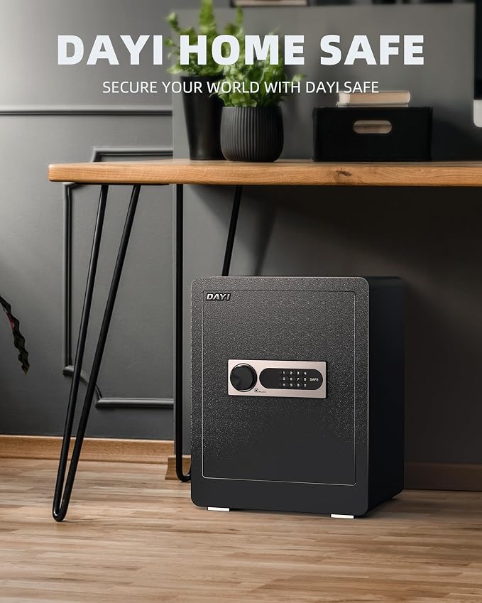 DAYI Safe Box, 2.0 Cubic Feet Home Safe with Fireproof Waterproof Bag, Security Safe Box for Money Cash Valuables, Digital Electronic Keypad, Dual Alarm System, Removable Shelf - D-45 - Image 9