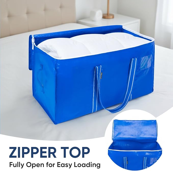 BALEINE 6-Pack Oversized Moving Bags with Reinforced Handles, Heavy-Duty Storage Tote for Clothes, Moving Supplies (Royal Blue, 6-Pack) - Image 6