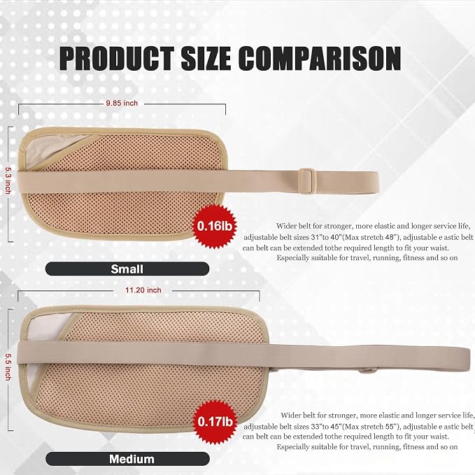 Small Unisex Money Belt For Men and Women, Slim Passport Holder RFID Blocking Travel Essentials Pouch with Adjustable Strap Small Waist Pouch for Workout Running Travelling Hiking, Beige & 8 Sleeves - Image 6