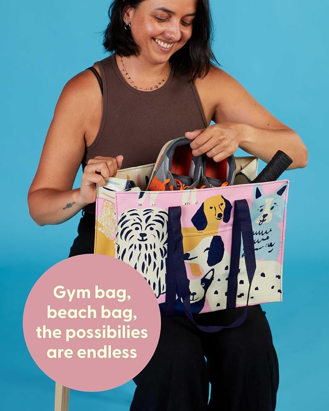 Blue Q Reusable Shoulder Tote Bag – Carry Everywhere Bag with a Hefty Zipper, Durable, Fun Design, 95% Recycled Material - Image 5