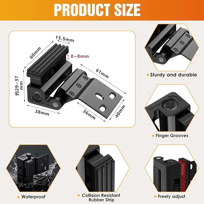 800lbs Force Door Reinforcement Lock - Heavy Duty Security for Inward Swing Doors, Aluminum Alloy Deadbolt with 8 Screws, for Apartment & Home Safety (1, Black - Screw Fixation) - Image 3