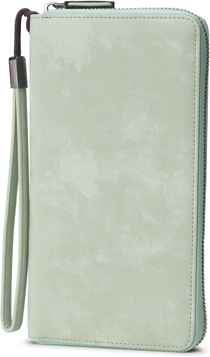 Bveyzi Women RFID Blocking Wallet Leather Zip Around Phone Clutch Large Capacity Ladies Travel Purse Wristlet by Bveyzi
