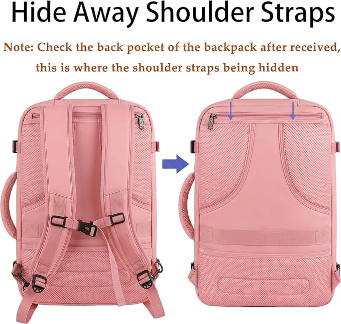 MATEIN Pink Grey Travel Backpack for Women, Flight Approved Carryon Daypack | Large Travelling Bag with Chest Strap for Womens, 40L, Cute Casual Daypack for Overnight, Outdoors, Business, Water Resistant - Image 6