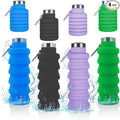 Collapsible Water Bottle,4 Pcs BPA Free Reuseable Silicone Foldable Leakproof 16oz Water Bottles,Portable Lightweight Water Bottles Carabiner for Travel Gym Camping,Hiking Sports by SLkuniu