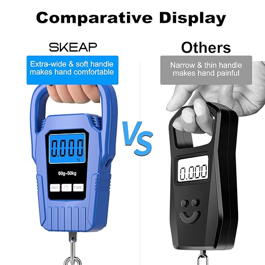 Digital Fish Scale Hanging Scale Fishing Scale,110lb/50kg Luggage Scale,Upgrade Large Handle & Backlit LCD Display, Electronic Balance Digital Fishing Postal Scale,Blue,Fishing Gifts for Men - Image 2