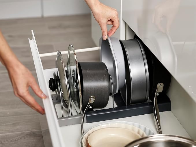 Joseph Joseph DrawerStore Expanding Cookware Organizer, Space saving storage for pan lids, baking trays - Grey - Image 5