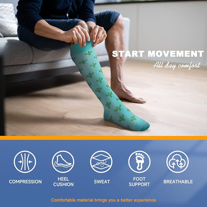 cerpite Compression Socks for Women & Men 6 Pairs Knee High Compression Socks 20-30 mmhg Best for Running,Nurse,Travel - Image 6