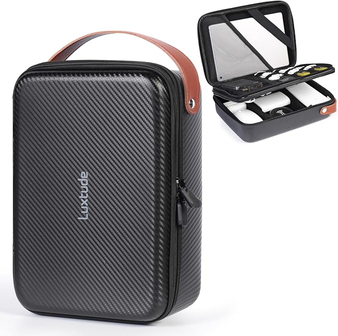 Large Electronics Organizer Travel Case for Chargers and Cords | Waterproof Hard Case for Electronics, Travel Essentials for Chargers/Mouse/USB Drives/SD Cards, Tech Gifts (Case Only) by Luxtude