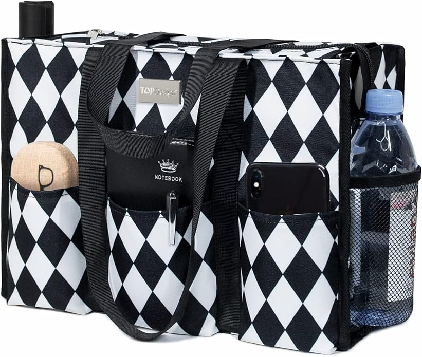 TOPDesign Utility Water Resistant Tote Bag with 13 Pockets, Top Zipper Closure & Thick Bottom Support, for Working Women by TOPDesign