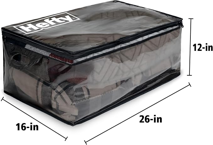 Hefty Storage Bags Extra Large Double Zipper Backpack, Heavy Duty Water Resistant Moving Totes with Shoulder Straps, Foldable Reusable Packing Organizers, 2 Pack (X-Large Black) - Image 5