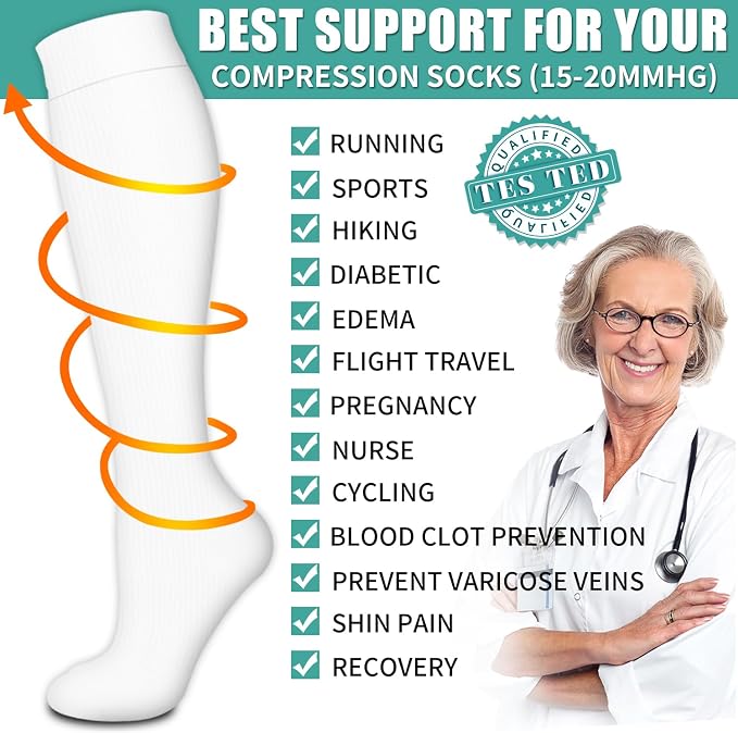 3 Pack Medical Compression Sock-Compression Sock For Women and Men Circulation -Best for Running,Nursing,Athletic Sports - Image 5